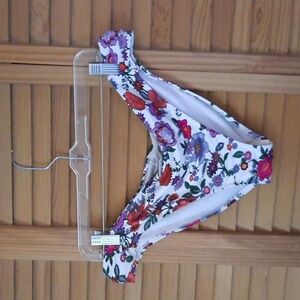 Jessica Simpson NWT White Purple Red Floral Print Bikini Bottom Size XLarge